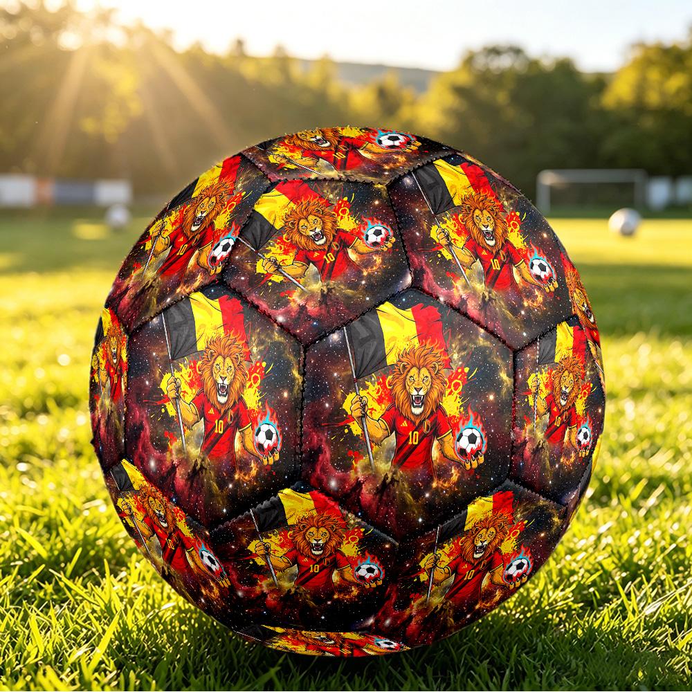 Pallone da Calcio Stampato Belgio Taglia 5 Resistente all'Usura Standard per Allenamento Adulti Regalo per Fan per Partite Sportive Indoor Outdoor
