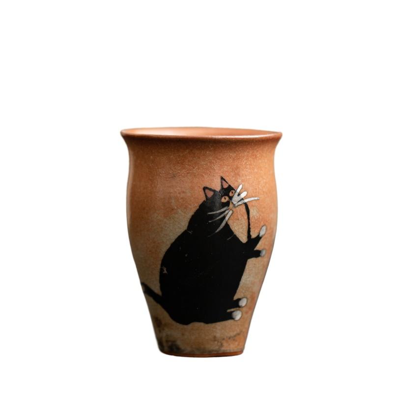 50ml Japanese Kiln Change Ceramic Teacup Retro Handmade Zhiye Cat Cup Small Master Mug Porcelain Chinese Kung Fu Gongfu Teaware