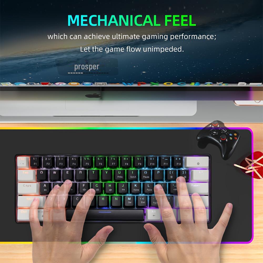 Компактна механічна клавіатура з 61 клавішею та RGB-підсвіткою: Портативний дротовий міні-навушники для ігор та офісного використання