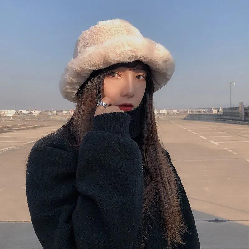 WTEMPO Retro Elegant Warm Thickened Soft Solid Color Windproof Cold-proof Hats Women's Autumn Winter Casual Versatile Bucket Hats