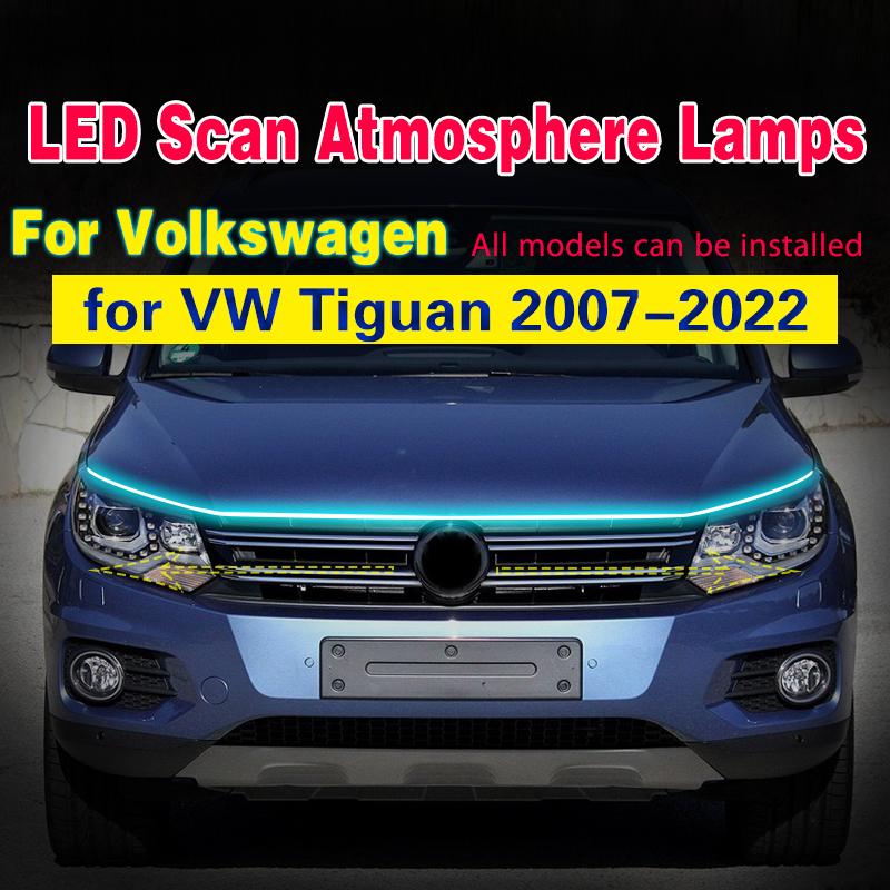Car Flashing 1pcs Waterproof Car light DRL Daytime Running Light with Start Scan fog lamp 12V for Volkswagen VW Tiguan 2007-2022