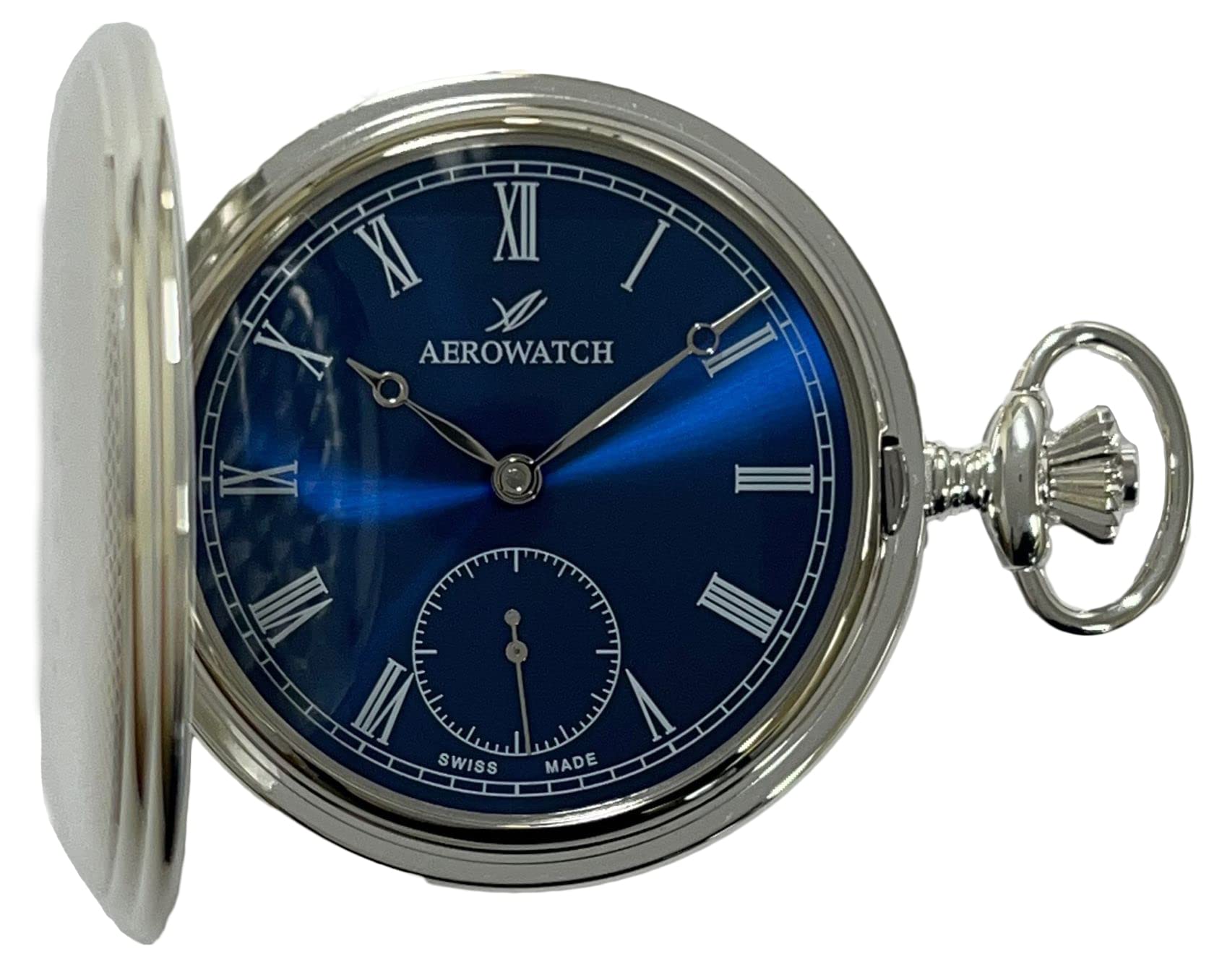 

Pocket Watch Mechanical Manual Winding Silver Plated Swiss Made 55645 AG05 [Aerowatch] Men s