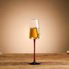 Burgundy Red Wine Glass with Black Base - Crystal Champagne, Concave Bottom, Tall Stem for Home Use
