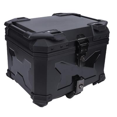 45L Motorcycle Top Case Waterproofing ABS Plastic Motorcycle Trunk Luggage Box with Backrest Pad Lock Quick Release Plate for Helmet Luggage