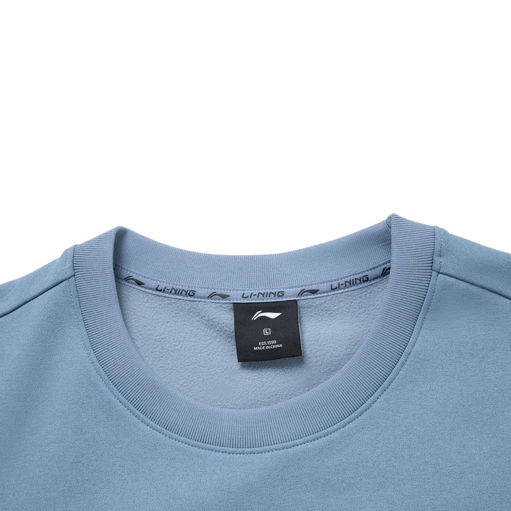 Li Ning Fleece Lined Round Neck Sports Casual Sweatshirt With Letter Stitching Men Tops AWDV973-7