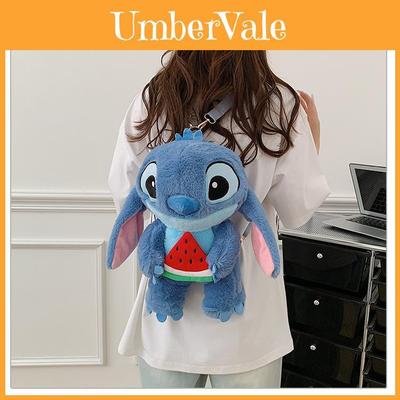 Stitch Plüsch Cartoon Rucksack für Mädchen Weiches Plüschmaterial Mit Verstellbaren Trägern Für Freizeit und Reisen