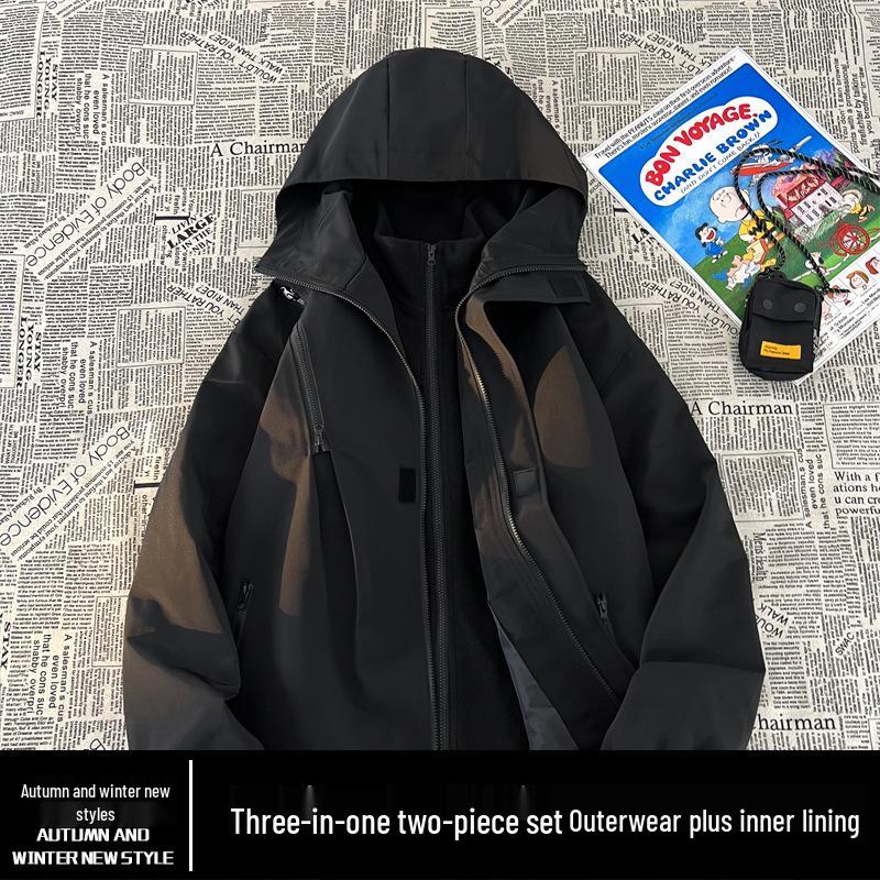 

Жіноча вітрозахисна та водонепроникна куртка 3-в-1 для гірського альпінізму: Осінньо-зимовий унісекс трендовий верхній одяг L (100-120 jin)