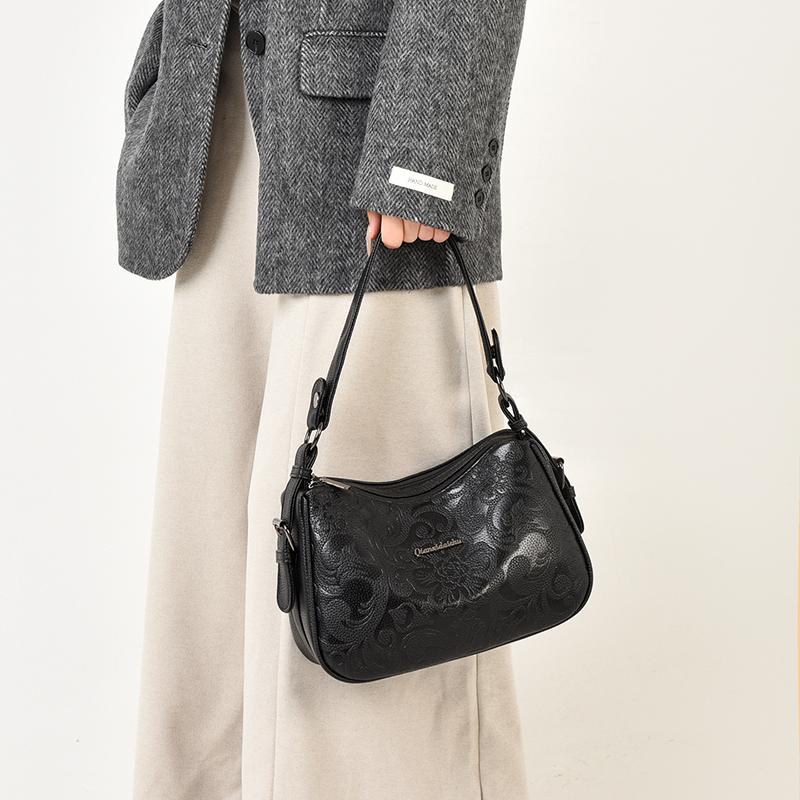 Sac Hobo Vintage à Motif Floral Gaufré pour Femmes - Sac à Bandoulière Mode en Similicuir pour l'Épaule avec Bandoulière Réglable pour le Quotidien Décontracté