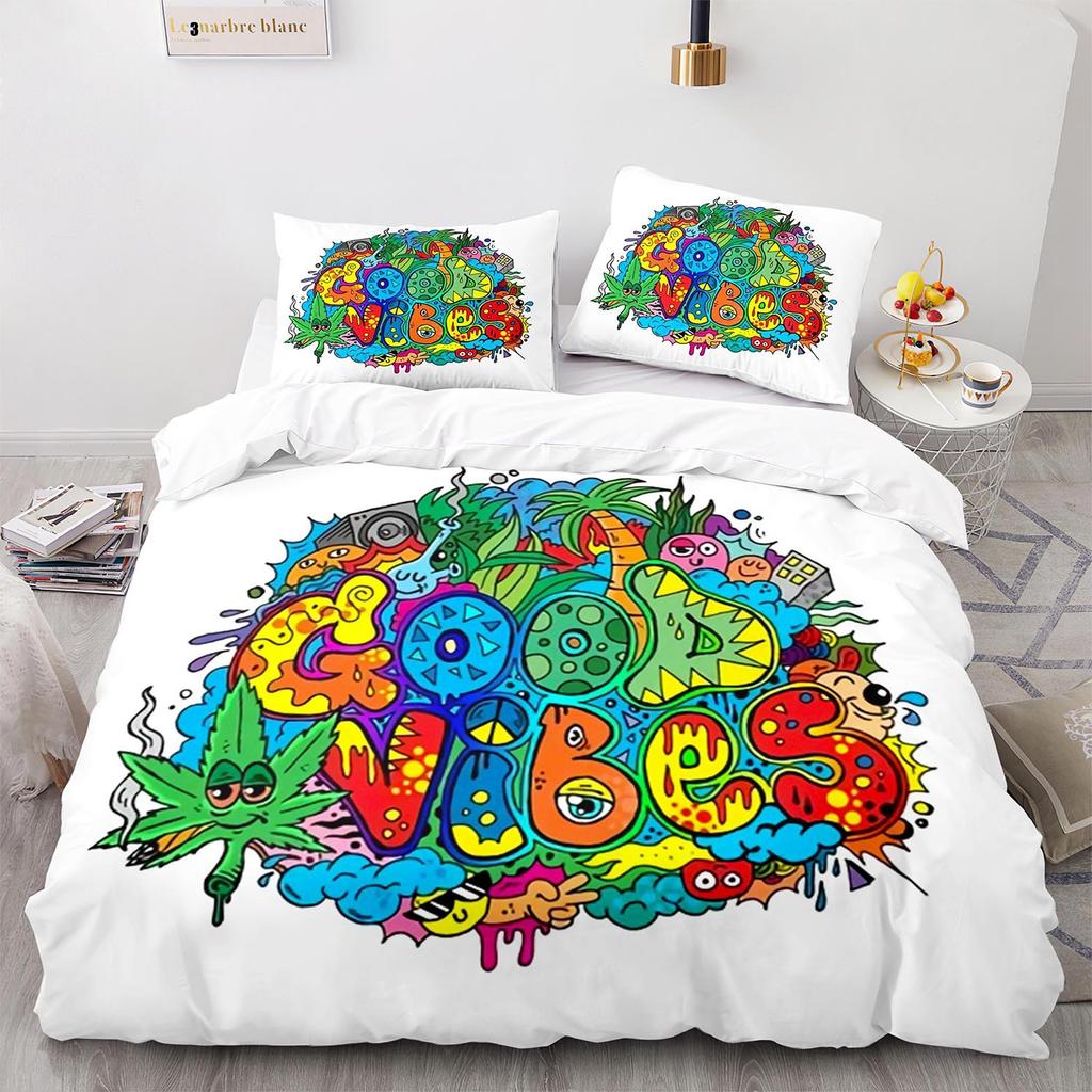 Digital Printing Three-Piece Hip Hop Graffiti Size Quilt Cover 3D