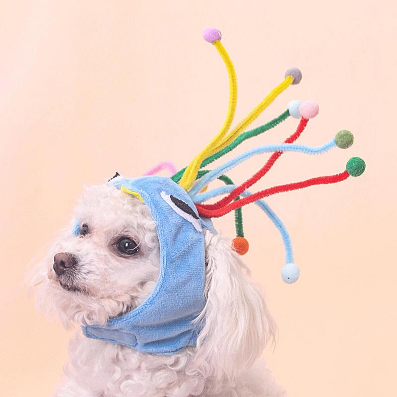 Pet Hat Cotton Plush Dog Headwear Funny Pet Costume Hat Soft Cozy Cat Headgear Puppy Headwear For Autumn And Winter