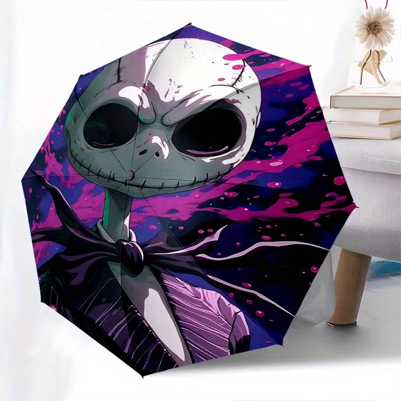 1 Auto Open Jack Skellington, Nightmare Before Christmas Themed Colorful 8-rib Portable Umbrella for Men and Women, A Compact Commuting Comp