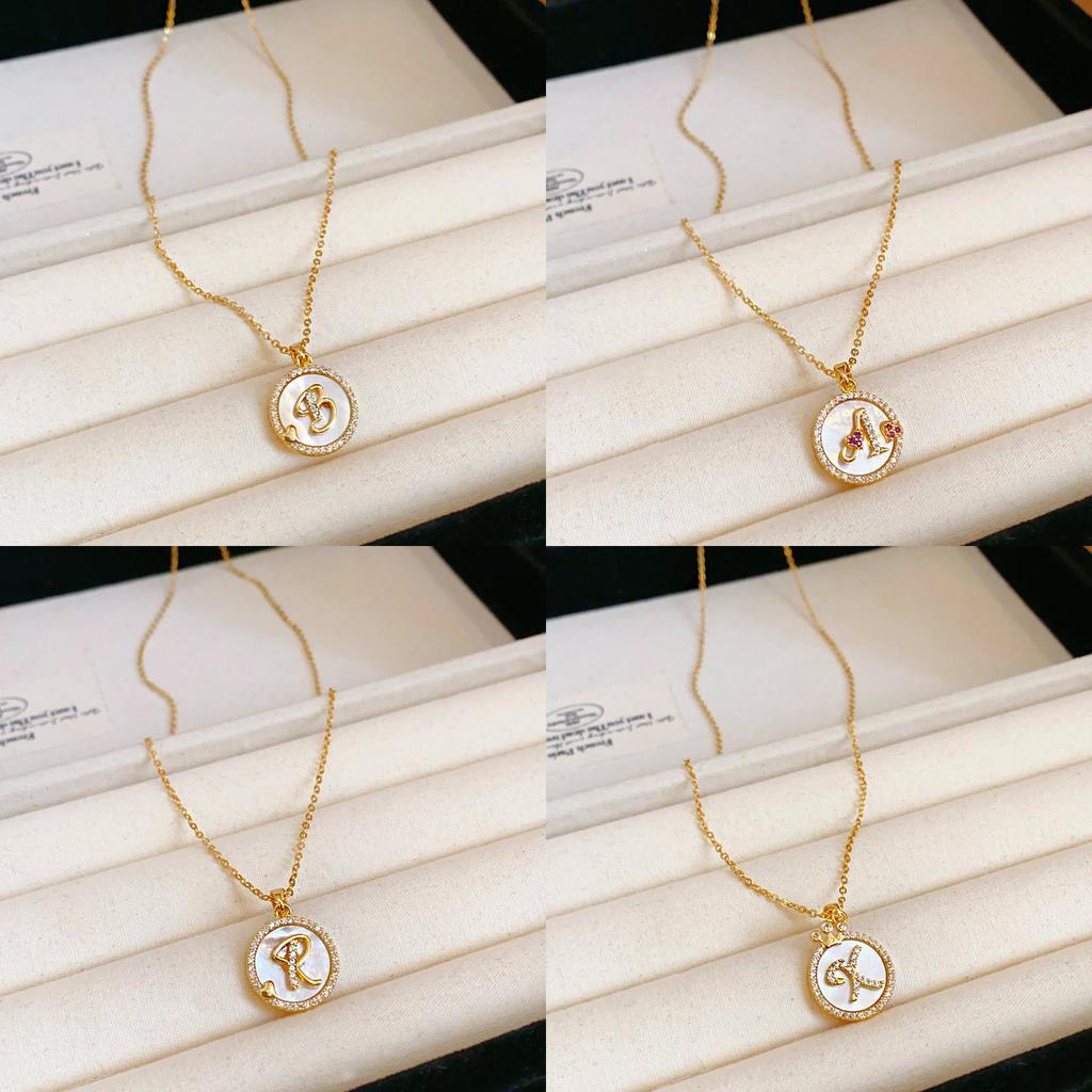 Simple Gold Zircon Letter Pendant Necklace For Women And Casual Wear