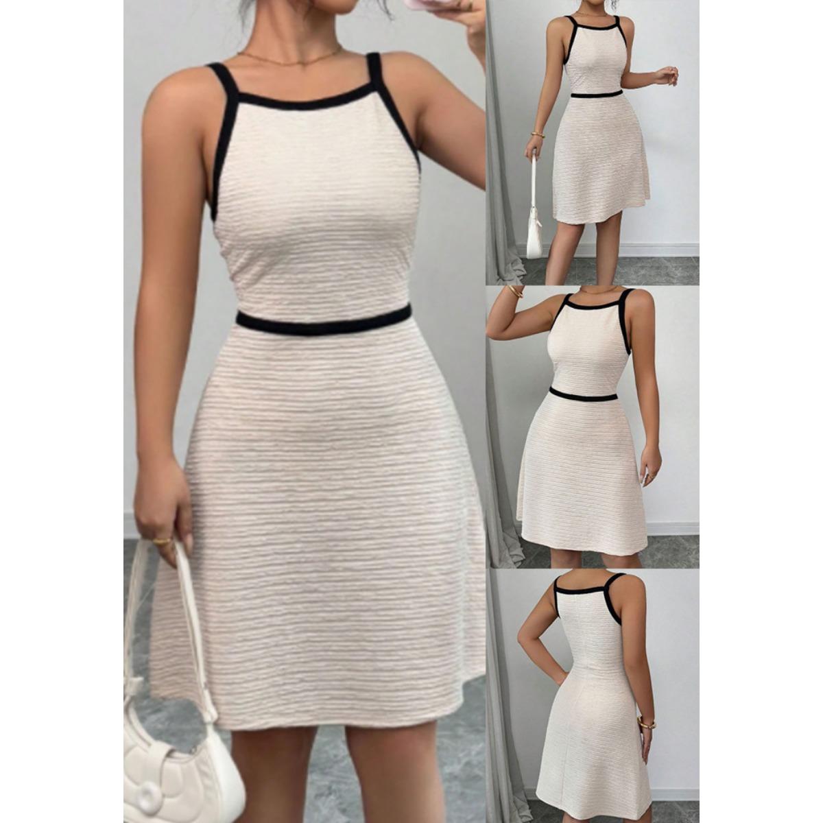 

Summer Women s Sexy Bodycon Slit Knit Suspender Mini Dress, Slim Fit Hip Wrap Dress for Europe S абрикосовый