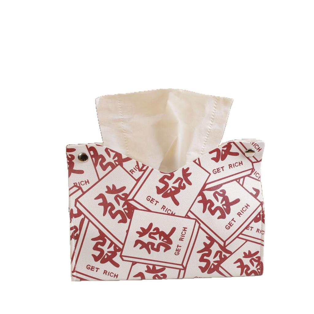 Luxury Red Chinese Tissue Box for Dining Table and Living Room