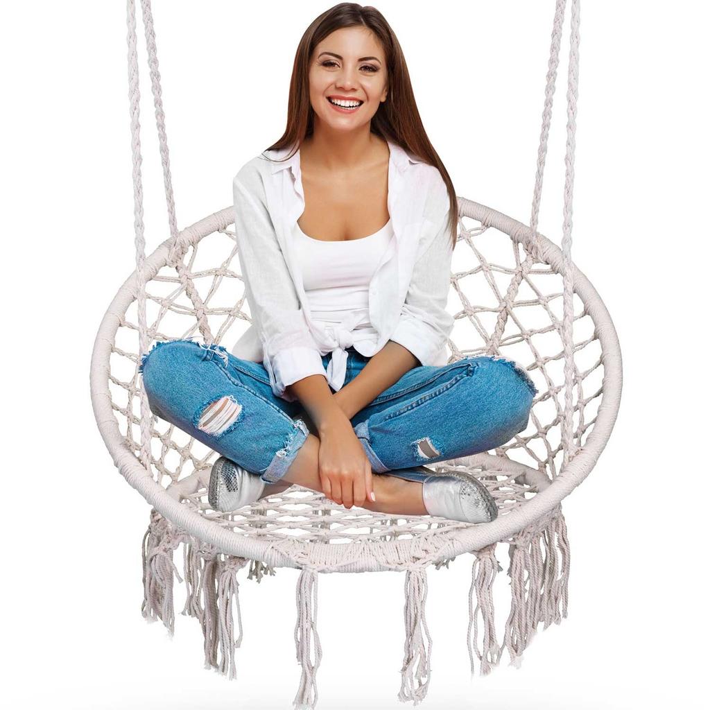 Hanging Garden Swing Chair Boho Beige