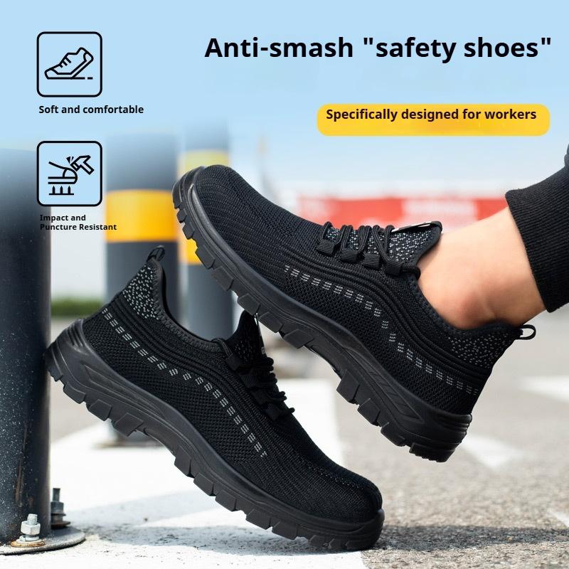 Herren Fliegengewebte Arbeitsschuhe Anti-Quetsch- und Durchtrittssicher Verschleißfest Bequem Atmungsaktiv Sportliche Arbeitsschuhe