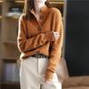 Autumn and Winter Woolen Sweater Women's Self-Cultivation Half High Neck Cardigan Warm Knitted Sweater Women
