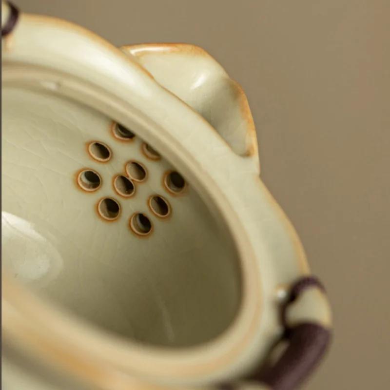 200ml Ru Kiln Blue and White Dragon Pattern Porcelain Teapot High-End Tea Bowl Tea Ceremony Set Hand-Held Teapot KungFu Tea Set