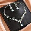 Women's Blue Geen Floral Earrings Necklace Set, Elegant Jewelry Gift for Women, Perfect for Parties & Daily Wear