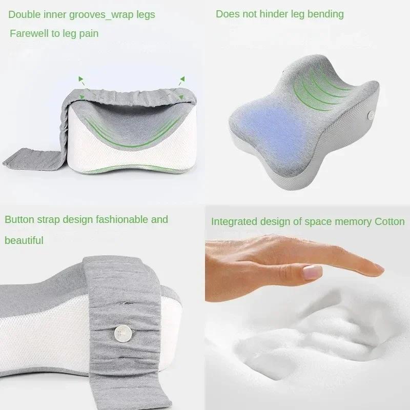 Almohada ortopédica para piernas con memoria de rebote lento de algodón y abrazadera para piernas, almohada de maternidad con correa ajustable para dormir de lado, almohada para piernas y rodillas