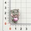 Glossy Cartoon Hippo Resin Accessories for DIY: Hair Clip, Keychain, Bag Pendant, or Fridge Magnet