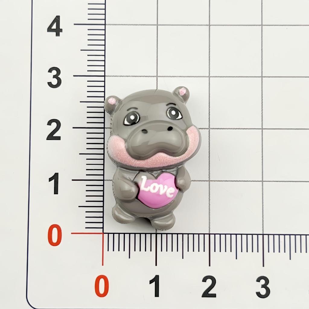 Glossy Cartoon Hippo Resin Accessories for DIY: Hair Clip, Keychain, Bag Pendant, or Fridge Magnet