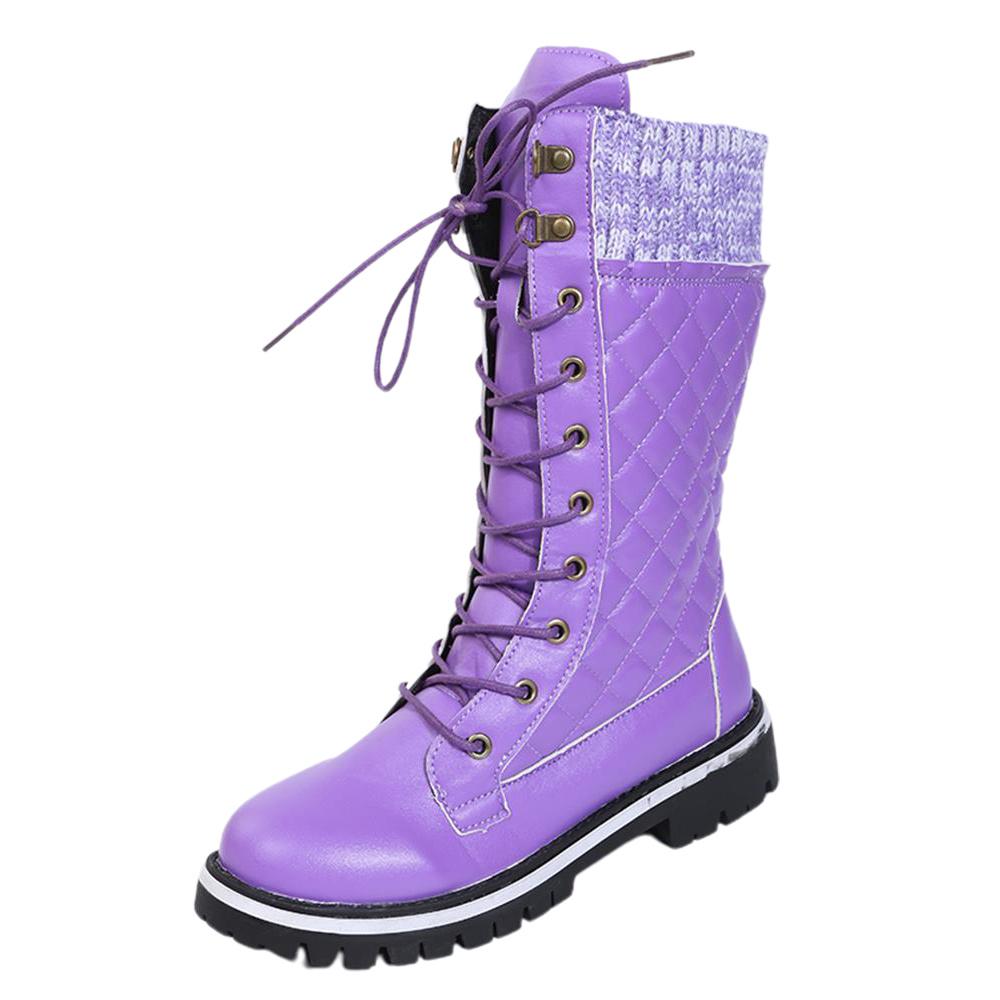 Botas largas de invierno para mujer Patchwork Lace Up Zapatos de combate  comprar a buen precio — entrega gratuita, reseñas reales con fotos — Joom