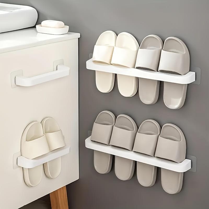 Wall-Hanging Shoe Organizer Rack Plastic Storage for Slippers & Shoes, Ideal for Bathroom, Bedroom, Home & Dorm Use