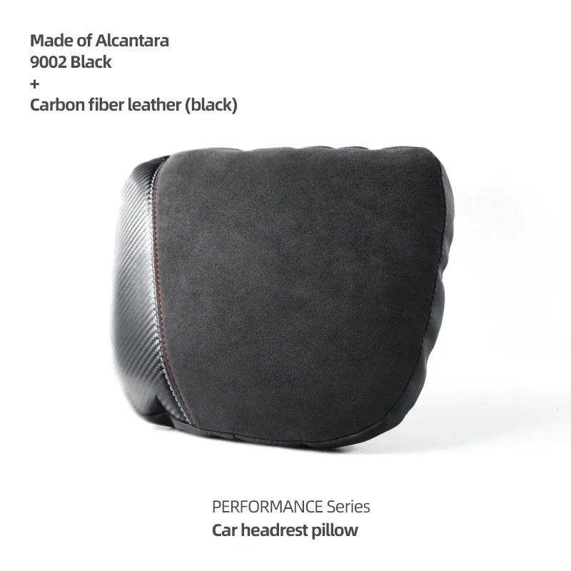 

Betterhumz Car Headrest Neck Pillow Cushion Made of Alcantara Breathable Head Support For BMW G30 G20 F30 X3 G01 F25 Accessories 9002 Black Carbon