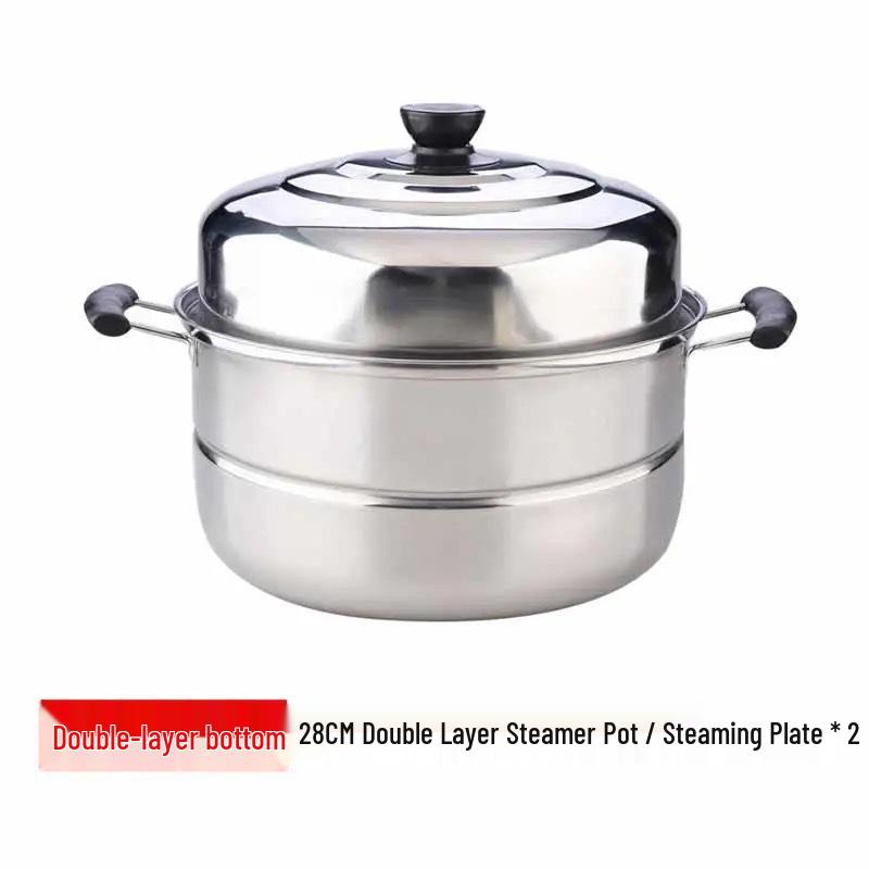 304 Stainless Steel Double Layer Steamer Pot for Induction and Gas Cookers