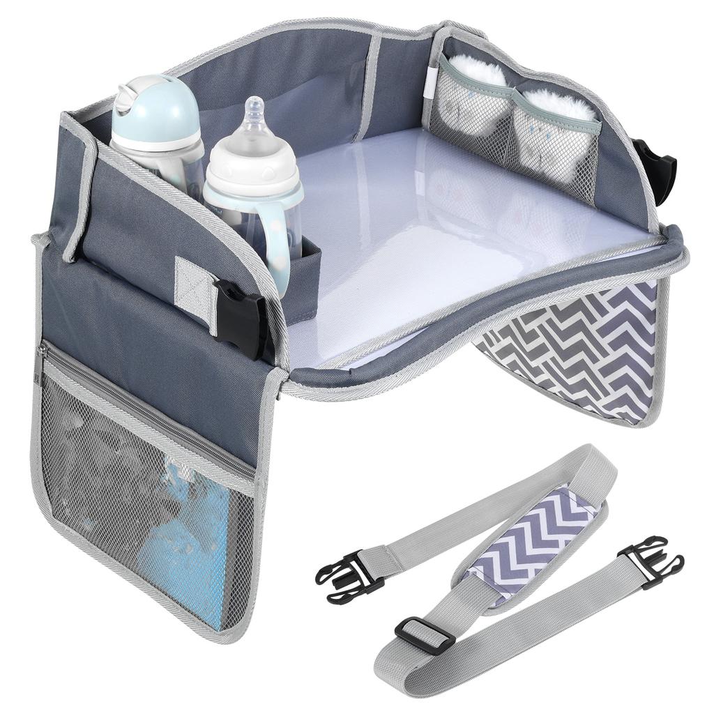 Kids Car Seat Tray Foldable Travel Children's Table Lap Tray Portable Waterproof Multiple Pockets for Dining Drawing
