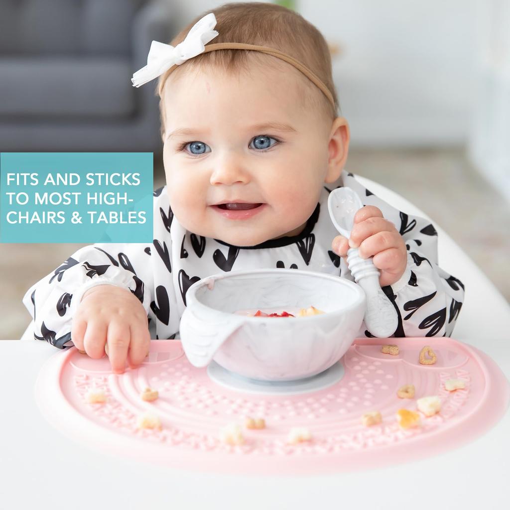 Bumkins Sticks To the Silicone Bowl Set with Suction Cups That Tip Over Japanese 4 Months Gray Marble (Bunkins) Skin! Won't [Official Product] FF-MRB