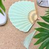 Light Green Folding Hand Fan Shell-Shaped Dance Fan Creative Retro Handheld  Fan  Wedding