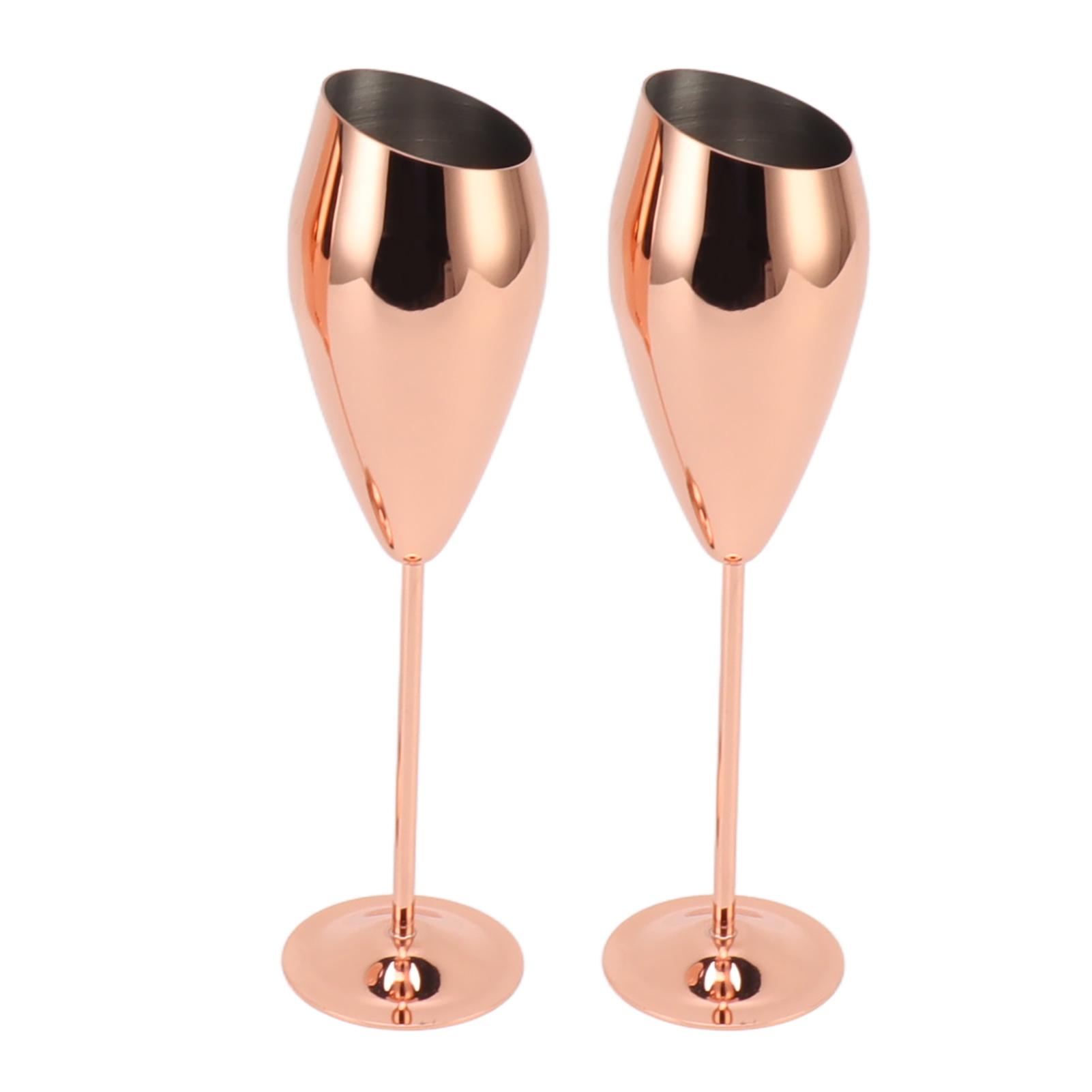 

2pcs Copper Champagne Flutes Set Sturdy Thick Bottom Stainless Steel Brass Plated Champagne Glasses L