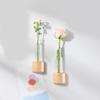 Decorative Wood Test Tube Vases With Magnetic Base Hydroponic Plant Display Vases Refrigerator Magnet For Home Decors