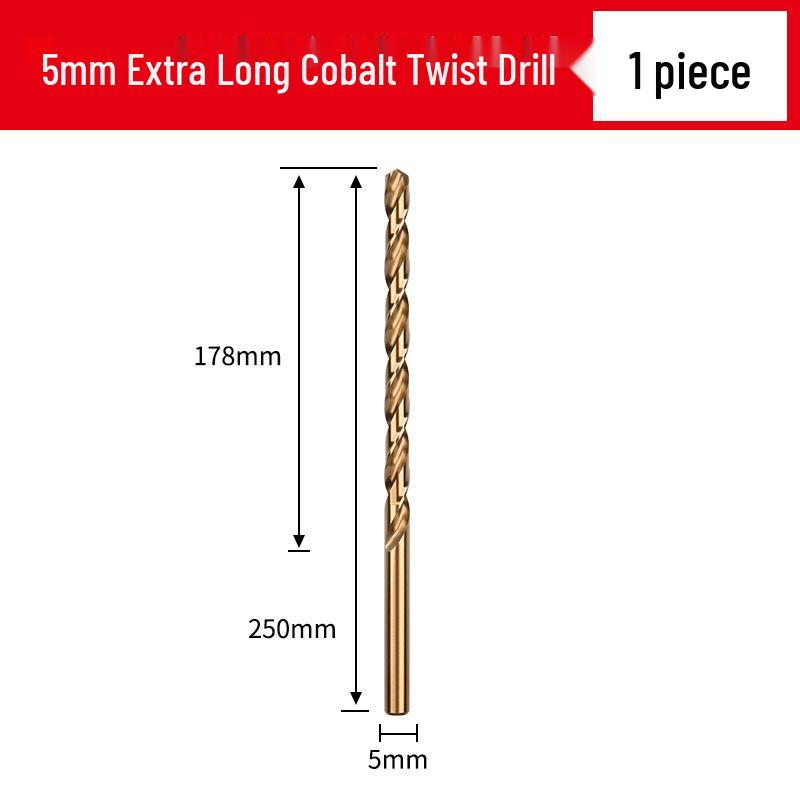 Cobalt Extra-Long High-Strength Alloy Twist Drill Bit for Stainless Steel and Woodworking