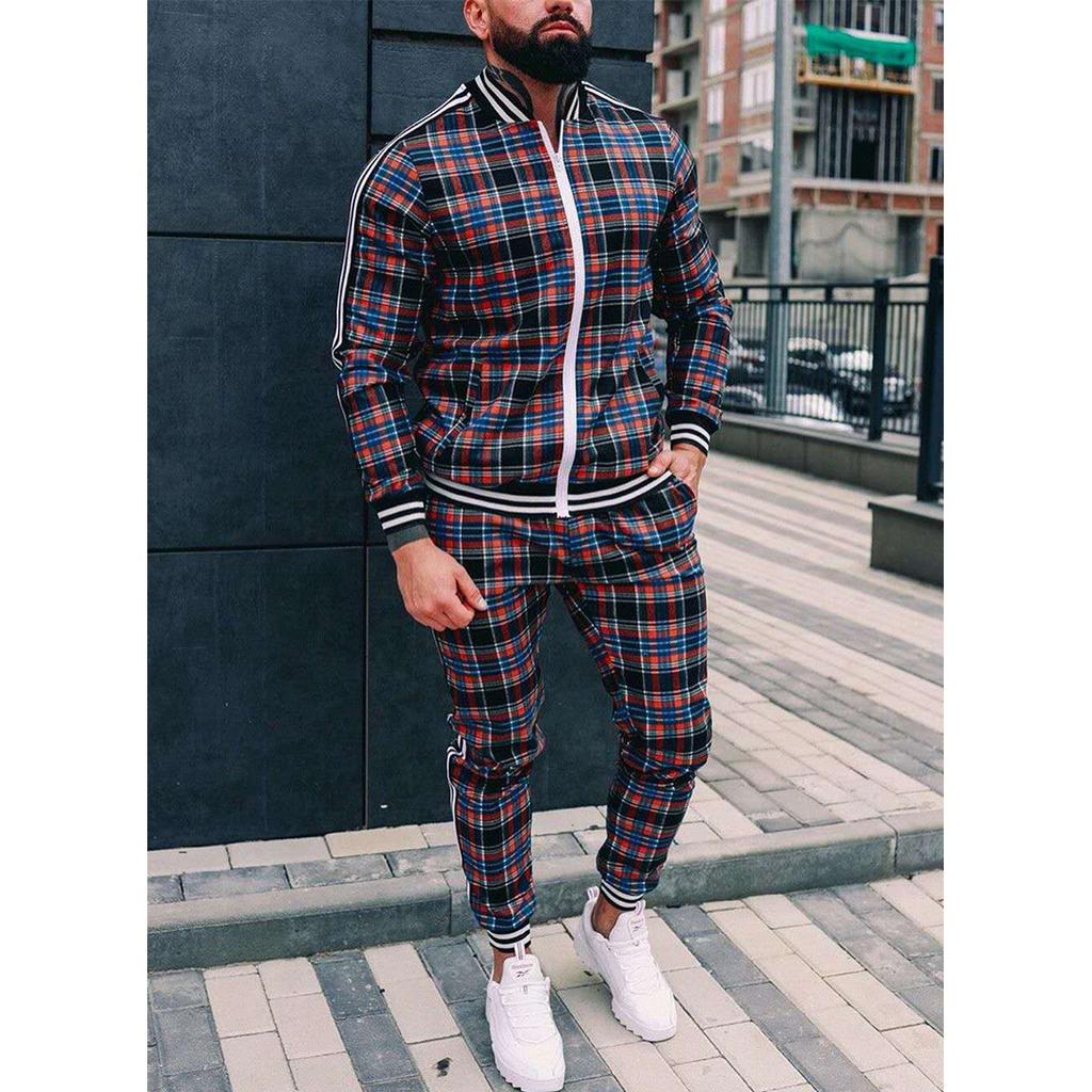 Men's Suit Casual Men's Clothing European and American Fashion Brand Large Size Sportswear Two-piece Set