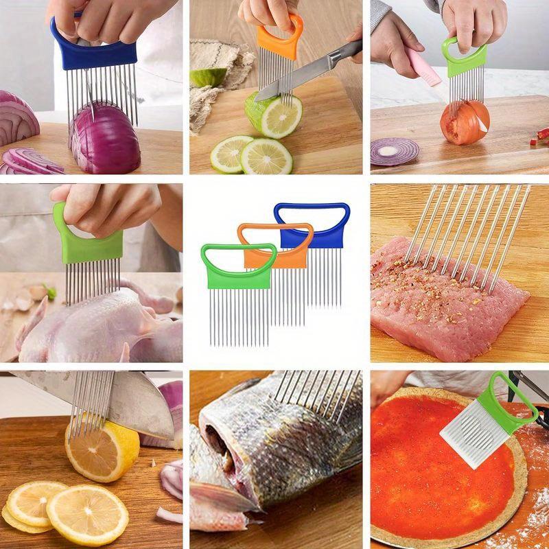 1/2/4pcs Stainless steel onion slicer vegetable tomato cutter Used for safe cooking tools for kitchen workers Food contact safety No