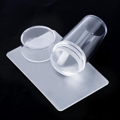 Clear Silicone Head Nail Stamp Set with Scraper To Print Patterns and Create Art Freedom