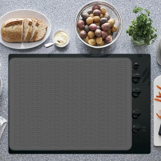 Yousheng Silicone Drain Pad Heat Resistant Hot Pots Pans Kitchen Drying Mat with Wide Raised Ridge Design Countertop Air Circulation Mat