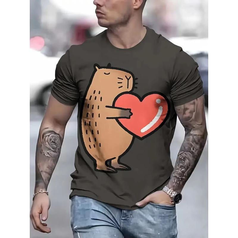 3D-Druck Lustiges Capybara Grafik T-Shirt Herren Damen Niedliche Tier T-Shirts Sommer Lässig Mode Locker Bequem Lässig Kurzarm T-shirt