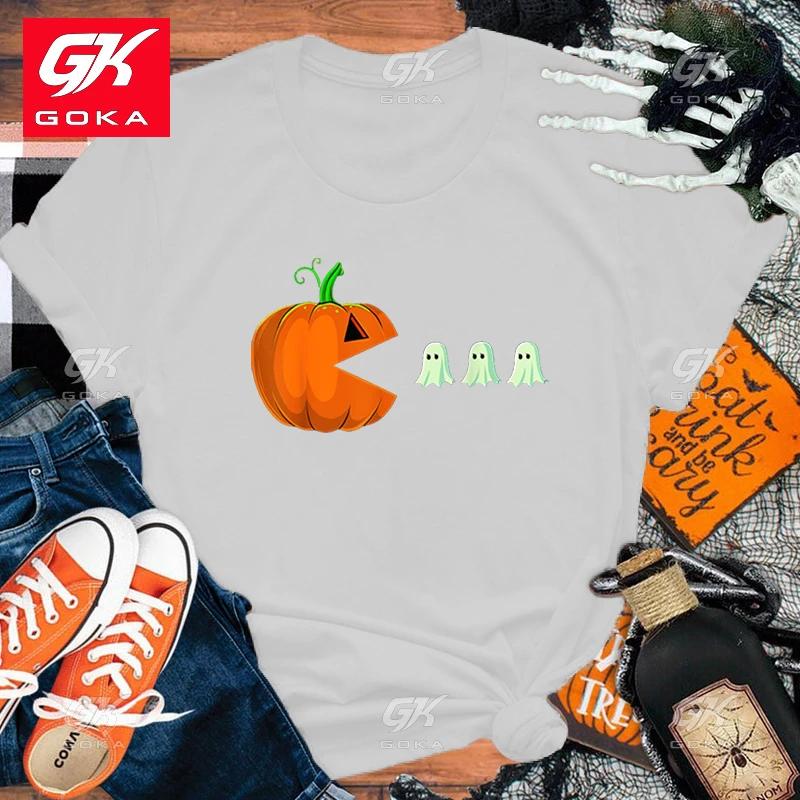 

Halloween Pumpkin Boo Letter Print Short Sleeve Cotton T Shirt Womens Crew Neck T Shirts Unisex Tops Casual Cool Hip Hop Tees S