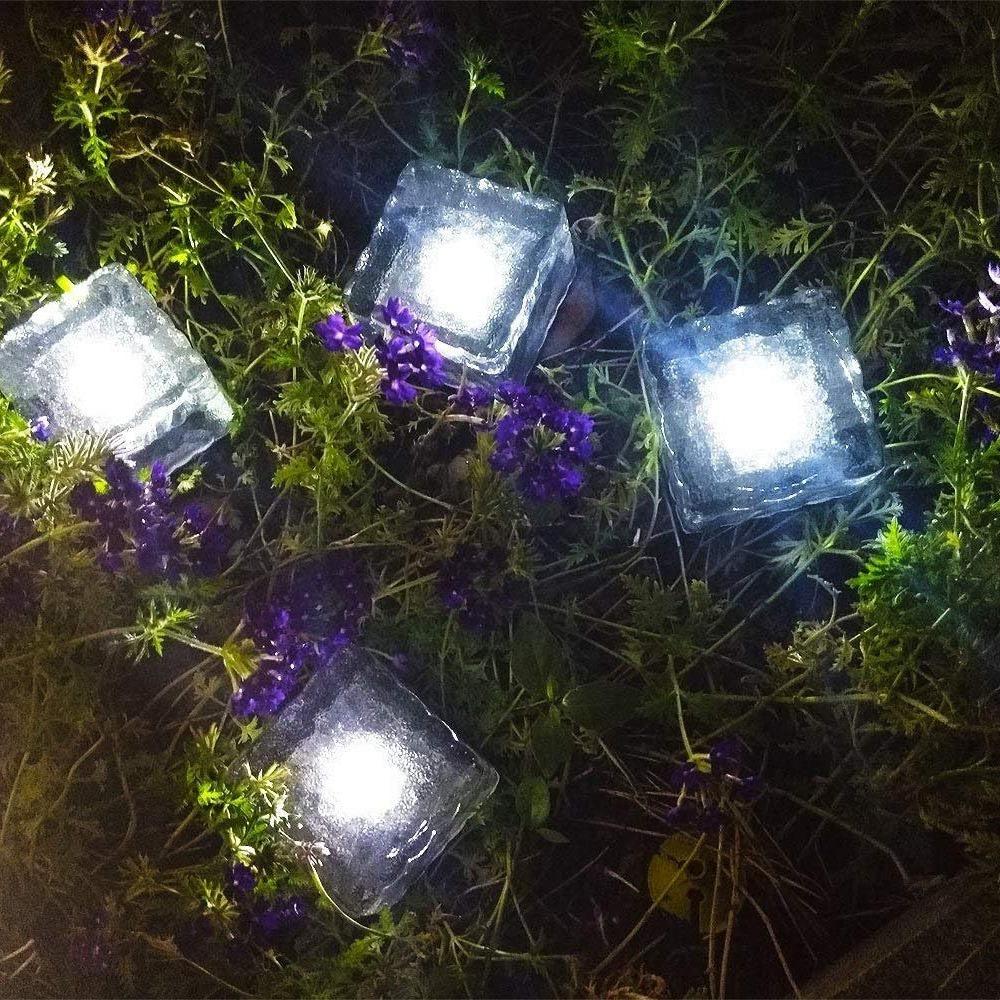 Solar Ice Cube Glass Block Light - Outdoor Square Landscape Lamp for Garden Yard Pathway Christmas Decor