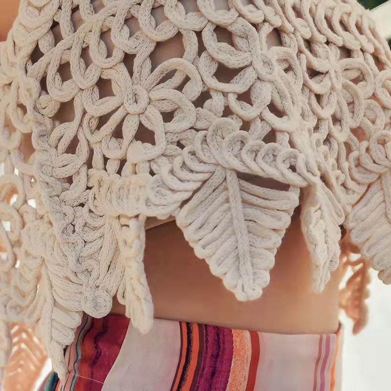 Women's Holiday Travel Hollow Out Tops Short Vest Bohemian Seaside Vest Cover-up