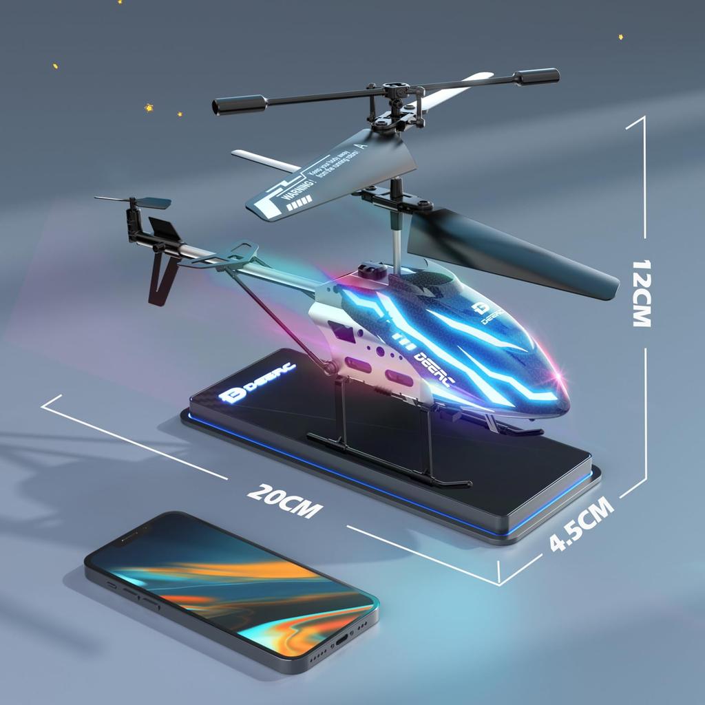 DEERC RC Helicopter with Upgraded Indoor Toy for 2 Flight Altitude Emergency Gift for Boys and School Kindergarten Entrance Certified In Japan 7-Color