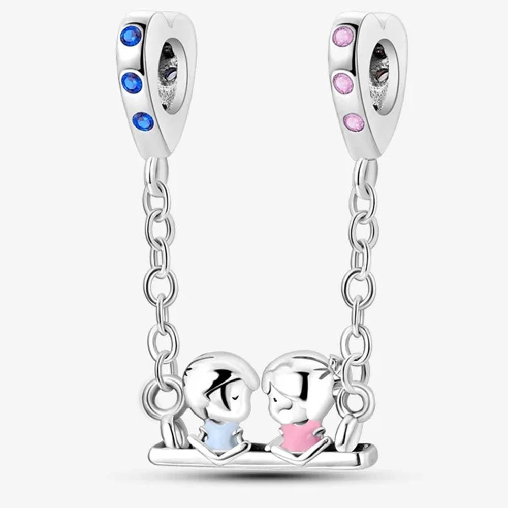New In Color Zircon Angle Round Clip Bead Fit Pan Original Bracelet Women Copper Safety Chain Jewelry Gift