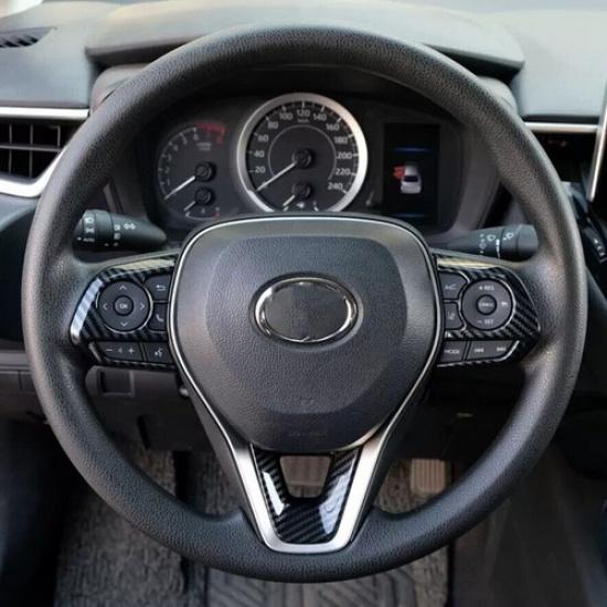 3pcs ABS Carbon Fiber Steering Wheel Trim Fits For Toyota Corolla -
