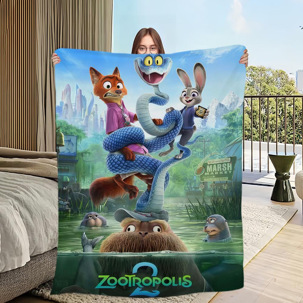 Z-Zootopia 2 Movie Cartoon DSN Blanket Flannel warm comfort soft plush blanket For Picnic Beds Sofas Homes And Bedrooms