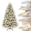 YORBAY 180cm LED Light-Up Artificial Christmas Tree with Thick White Snow, Artificial Tree for Christmas Decoration with Stand