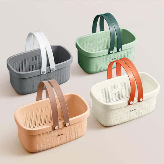 Laundry Basket Hollow Design Portable Handle PP Shampoo Dirty Clothes Organizer for Bathroom